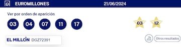 Euromillones: comprobar los resultados del sorteo de hoy, viernes 21 de junio