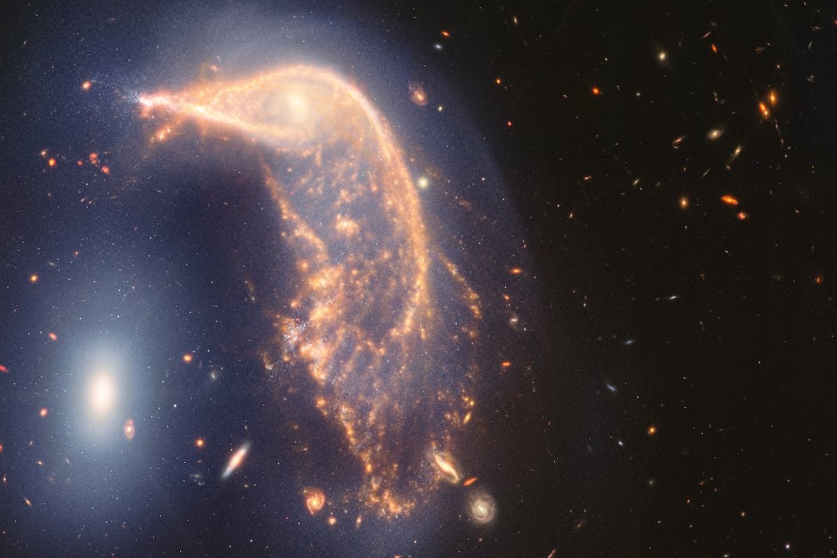 El pingüino y el huevo: el ‘James Webb’ capta la espectacular danza de dos galaxias | Ciencia
