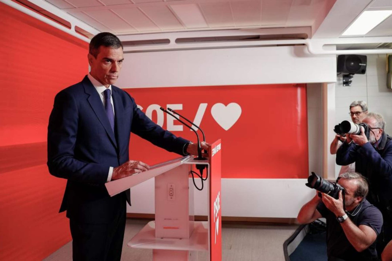Pedro Sánchez en la rueda de prensa
