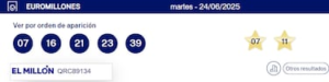 Resultados de Euromillones del martes 24 de junio