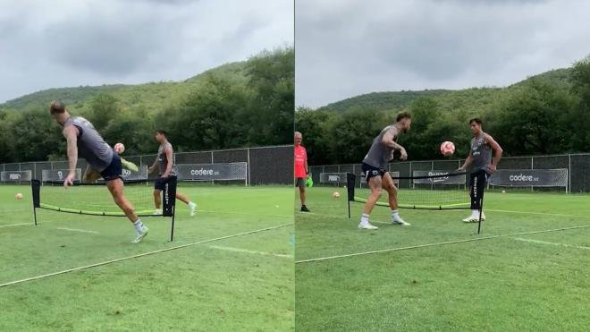 El tremendo pique a fut-tenis de Sergio Ramos y Óliver Torres: "¡Vamos, que me lo como!"